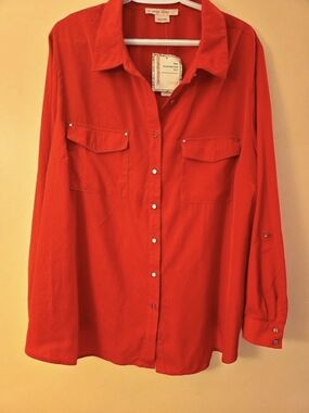 Penningtons In Every Story Red Button-Down Long Sleeve Shirt NWT 3X